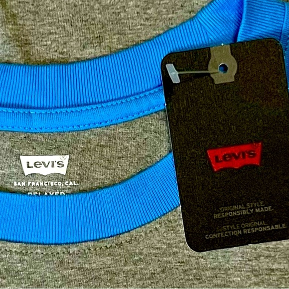 😎👕NWT Levi’s Two tone Blue & Gray Long Sleeve T-Shirt Size US Medium 👕😎 - Picture 6 of 11